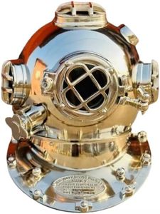 Casco de Buceo Marino SEA DEEP Vintage de Latón, Marca de la Marina de los Estados Unidos, 18 Pulgadas - Product Image 3