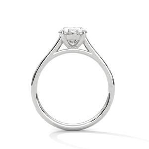 แหวนมอสซาไนต์ทรงวงรี ทองคำขาว 14K ประดับเพชรแบบ Pave Setting แหวนหมั้นสำหรับผู้หญิง สไตล์คลาสสิก - Product Image 3