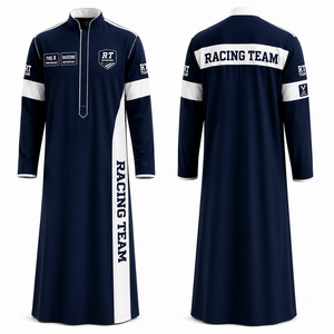 Premium Racing Team <b>Thobe</b> for <b>Men</b> Luxury Long Sleeve Modest Arabic Thawb Quick Dry Korean Nida Fabric - Product Image 1