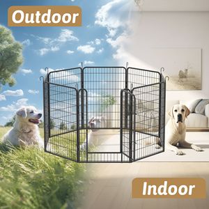 Recinto per Cani in Metallo a 8 Pannelli, 100 cm di Altezza, Impermeabile, in Acciaio, per Interni - Product Image 2