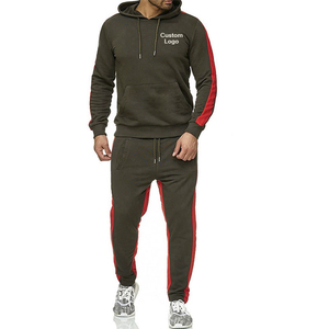 Men's Gray Hooded Tracksuit Set Full Sleeve Zipper Closure Casual Sporty Style Breathable Lightweight Polyester <b>Material</b> <b>Red</b> - Product Image 2