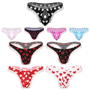Bikini con stringhe e perizoma da uomo in pizzo con volant a taglio alto per indumenti da notte romantica notte di nozze - Product Image 1