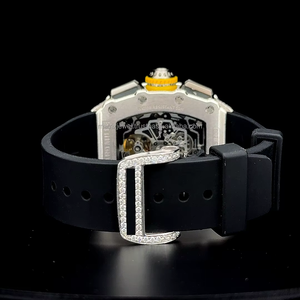 Montre de grande taille Jumbo Iced out avec bracelet en caoutchouc de qualité supérieure, diamants Moissanite couleur D VVS 1, mouvement automatique à quartz. - Product Image 4