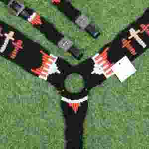 Conjunto de Cabezada y Pechopetral de Mohair Hecho a Mano con Cuero Argentino, Diseño de 3 Cruces, Correa Personalizable de 32 Pulgadas - Product Image 4