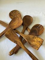 Handgemaakte 6-delige houten lepelset, vaatwasser- en vriesbestendig, decoratief, alleen handwas, voor gebruik in de keuken