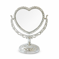 Miroir de table en forme de cœur or et argent, double face rotatif, miroir de princesse, miroir de maquillage en plastique, Espejo De Maquillaje