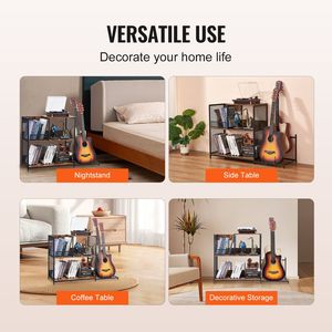 Soporte Giratorio de 3 Niveles para Instrumentos Musicales, Soporte para Tocadiscos con Soporte para Guitarra, Almacenamiento para 300 Álbumes, Mueble para Discos de Vinilo - Product Image 6