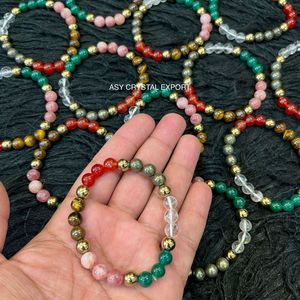 Dhan Yog Crystal <b>Bracelet</b> Green Aventurine Pyrite Tiger Eye Red Carnelian Clear Quartz Handmade Wealth Prosperity Feng Shui - Product Image 3