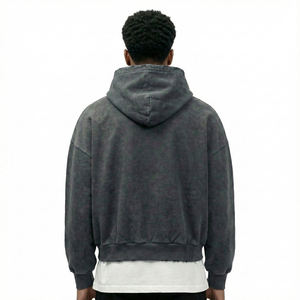 Sudadera con Capucha para Hombre, Estilo Vintage, Lavado Ácido, Efecto Desgastado, Felpa de Algodón, Detalles Rotos - Product Image 3