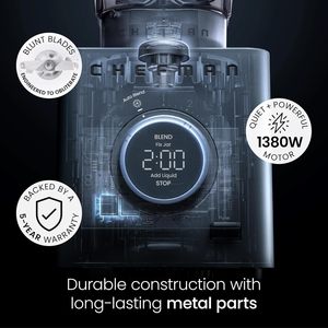 เชฟแมน ออบลิฟิเตอร์เครื่องปั่นแบบตั้งโต๊ะขนาด 48 ออนซ์ มอเตอร์ 1380 วัตต์สำหรับบดน้ำแข็งและผลไม้แช่แข็ง ฟังก์ชั่นปั่นอัตโนมัติ พร้อมโถขนาด 20 ออนซ์ - Product Image 4