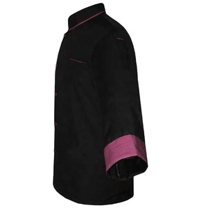 Uniforme de travail pour personnel de bar pour hommes, chemise en coton noir, broderie personnalisée, vêtements de barman, fournisseur en gros, vestes de chef en sergé - Product Image 4
