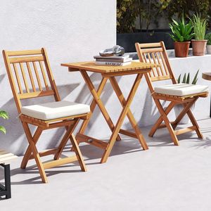 Muebles de Patio para Exteriores, Cómodo Juego de Bistró de Madera con Cojines Suaves y Mesa - Product Image 6