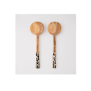 Cuillère en bois de qualité supérieure pour la cuisine, cuillère à salade avec impression émaillée couleur naturelle à prix incroyable - Product Image 2