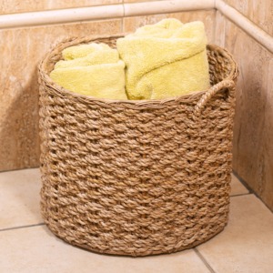 Seagrass <b>basket</b> with woven rattan trim Handmade <b>Storage</b> <b>Basket</b> Wholesale eco-friendly Made in Vietnam - Product Image 4
