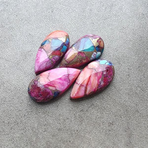 Cabochon de nacre rose véritable calibré en forme de poire |   Pierre naturelle non taillée pour bijoux - Product Image 4