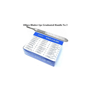 100 lames de scalpel dentaire en acier au carbone, instruments médicaux à manche, pour usage en salle médicale - Product Image 2