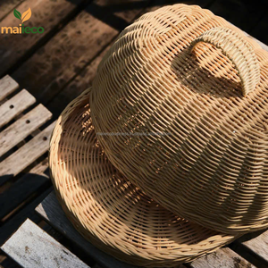 Bandeja de mimbre natural de estilo vintage con cubierta de comida a prueba de polvo organización del hogar cesta de almacenamiento de restaurante para almacenamiento de alimentos - Product Image 5