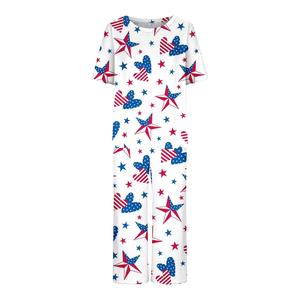 Ensemble de pyjama décontracté 2 pièces pour femme, imprimé, coupe régulière, longueur 3/4, col ras du cou, manches courtes, respirant et écologique - Product Image 5