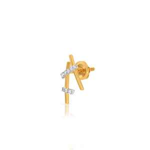 ต่างหูเพชรทรงกากบาทสีทอง - Product Image 2
