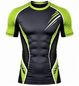 T-shirt de sport pour homme, coupe ajustée, respirant, en toile, à compression premium, séchage rapide, pour la course à pied, la gym, l'entraînement et le fitness - Product Image 1