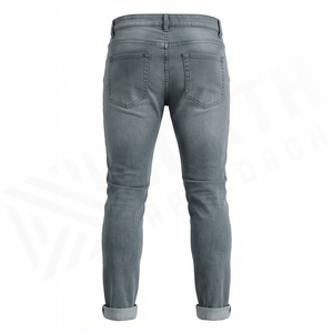 Jean slim homme style motard taille haute en denim délavé avec fermetures éclair – Collection automne en coton - Product Image 5