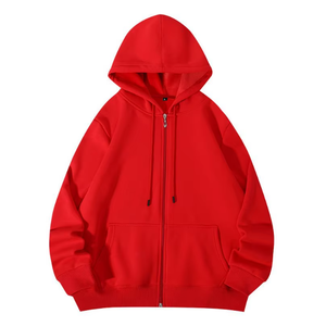 Sweat à capuche zippé en gros pour l'hiver, avec logo frontal, en maille ample, respirant, en polyester/coton écologique - Product Image 4