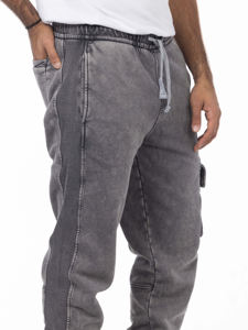 <b>Cheap</b> Price Men's Gray Cotton Sweatpants Elastic Waist Drawstring Casual Autumn Wear Side Pockets <b>Sand</b> Wash Midweight Knitted - Product Image 6