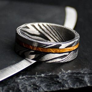Anillos de Acero de Damasco con Textura en Capas, Hechos a Mano por FOX IMPEX, Joyería Moderna y Duradera, Negro Mate - Product Image 4