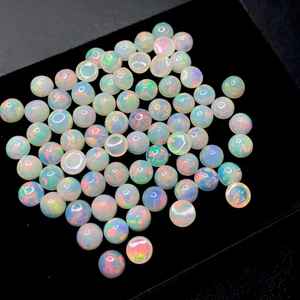 Lot de cabochons ronds en opale blanche éthiopienne, qualité gemme naturelle, opale de feu fine pour la création de bijoux - Product Image 6