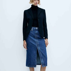 2026 Trending HSI Fancy Top Model Acid Wash Semi <b>Stretch</b> <b>Denim</b> <b>Skirts</b> With A Classic Cargo Belt Multi Pockets Fancy Style Front - Product Image 2