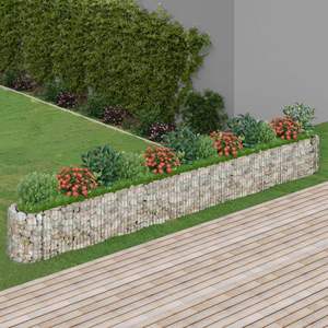 Grand bac à fleurs surélevé en gabion d'acier galvanisé robuste, fournitures de jardinage - Product Image 1