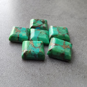 Turquesa Verde Auténtica, Corte Cuadrado Facetado, Piedra Calibrada con Reverso Plano, Disponible en Todos los Tamaños - Product Image 6