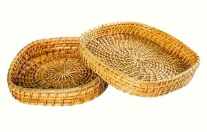 Handwoven Rattan Wicker Serving Tray Round Natural Bamboo <b>Bread</b> <b>Basket</b> Rustic Decorative Fruit Snack Organizer for Kitchen - Product Image 2