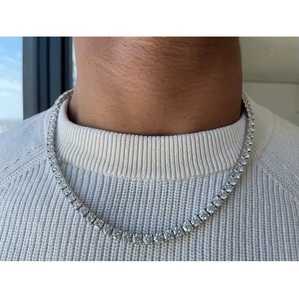 Cadena de tenis con diamantes más vendida, con piedras de corte redondo y acabado de alto brillo para fiestas, disponible a un precio razonable. - Product Image 1