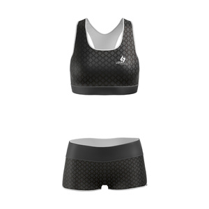 Custom Logo 2 Piece Fitness Set Racer Back Sports <b>Bra</b> and Shorts Premium Comfort Athletic Wear Solution - Product Image 1