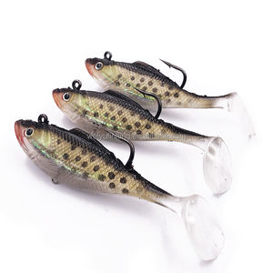 Señuelo de pesca de lubina de PVC de plástico blando barato de 7,5-14cm, cola en T, plomo <span class=keywords><strong>interior</strong></span> con gancho, cebo de natación, aparejos artificiales de agua salada fresca - Product Image 5