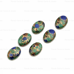 Cabujón de azurita y cobre de la mejor calidad, forma ovalada de 10x14 mm, base plana y lisa, piedra preciosa suelta para la fabricación de joyas, colgantes y anillos. - Product Image 1