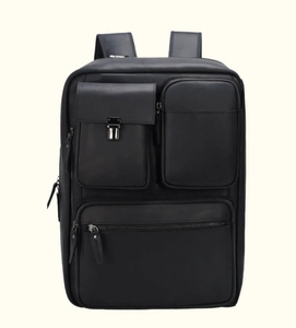 Sac à dos minimaliste bohème en cuir véritable noir avec fermeture éclair, à usage quotidien, à une seule bandoulière, imprimé animal, avec franges décoratives, toutes saisons - Product Image 4