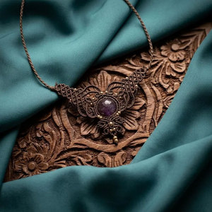 Handmade Precious Metal Alloy Boho <b>Statement</b> Healing Crystal <b>Necklace</b> IGI Certified HARI OM CREATIONS Women's Party Jewelry - Product Image 4