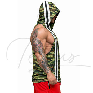 Camisetas sin mangas con capucha para hombre, de poliéster/algodón, cuello redondo, ecológicas, ajustadas, informales, transpirables, para gimnasio, fitness, verano. - Product Image 6