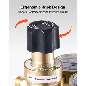 Juego de Reguladores de Oxígeno y Acetileno - Manómetros de Gas para Soldadura de 0-4000 PSI y 0-400 PSI, Entrada CGA 540/CGA 200, Acero - Product Image 6