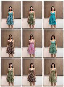 Women's Summer Boho Simple Floral Printed Silk Viscose Polyester Woven Loose Silhouette Floor-Length Ruffle Hem <b>Elastic</b> Waist - Product Image 4