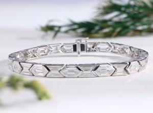 Luxury White Gold Hexagon Cut Diamond Link Bracelet Geometric Tapered Baguette Crystal Chain Bracelets Wedding Fine Jewelry <b>Gift</b> - Product Image 3