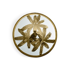 Banco tapizado de lujo Saleem International 2026 con base decorativa de hojas de ginkgo en metal dorado para entrada o dormitorio - Product Image 2