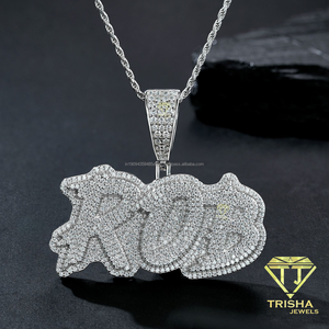Collier pendentif personnalisé avec lettres, serti de moissanite, style hip hop, bijoux personnalisés avec nom, chaîne pour homme - Product Image 1