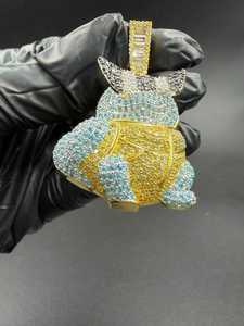 Colgante de Tortuga de Moissanita Multicolor con Diseño Único para Fiesta Hip Hop, Joyería Fina de Plata 925, Colgantes y Dijes - Product Image 3