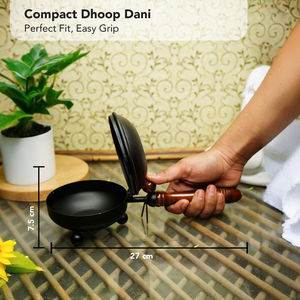 Iron Incense Burner <b>Wooden</b> Handle Handmade Premium Quality Eco-Friendly Durable Decorative Burner for Home <b>Temple</b> Meditation - Product Image 2