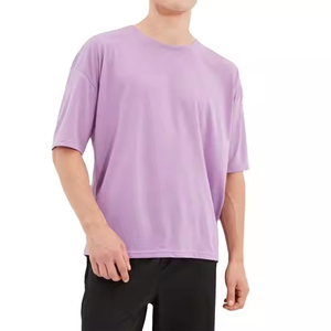 T-shirt Homme Violet Clair Grande Taille 2025 – Nouvelle Collection – Personnalisable avec Logo Imprimé – Design Uni Confortable Coupe Slim Décontractée Manches Courtes - Product Image 5
