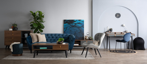 Pouf rond rembourré en tissu de style moderne du milieu du siècle, avec base en bois courbé et mousse haute densité, pour repose-pieds de salon - Product Image 2
