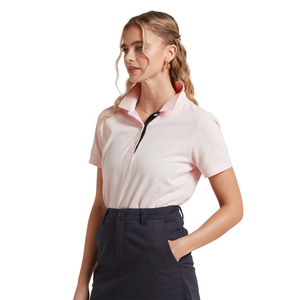 Ensemble polo rose et jupe marine pour femme – Tenue décontractée d'été en maille respirante de couleur unie - Product Image 3